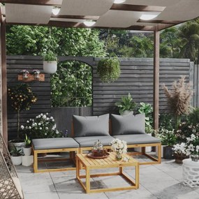 4 pcs conjunto lounge de jardim com almofadões acácia maciça