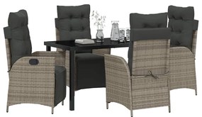 Conjunto de Jantar de Jardim de 5 Peças em Rattan Sintético Cinza