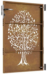 Portão de jardim 85x125 cm aço corten design árvore