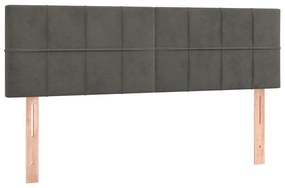 Cama box spring c/ colchão/LED 140x200cm veludo cinzento-escuro