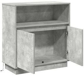 Aparador com LED Cinza Concreto 71x34,5x75 cm Madeira de Engenharia