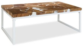 vidaXL Mesa de centro em resina de teca 110x60x40 cm