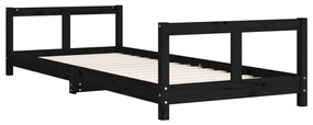 Estrutura de cama infantil 80x200 cm pinho maciço preto