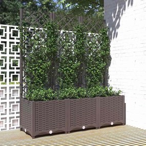 318263 vidaXL Vaso de jardim com treliça marrom 120x40x136 cm PP
