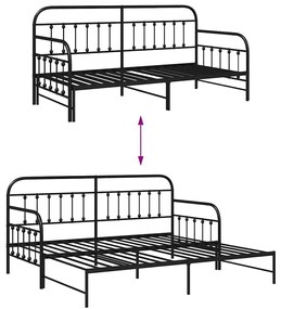 Estrutura de Daybed vidaXL com Cama Auxiliar Preta 90x190 cm Aço