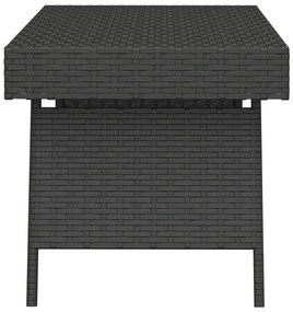 Mesa de apoio dobrável 60x40x38 cm vime PE preto