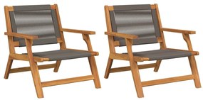 Cadeiras de Jardim 2 pcs Cinzas 67x78x73 cm em Madeira Sólida de Acáci