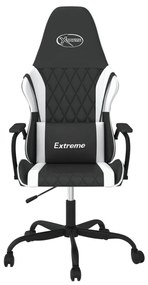 Cadeira gaming massagens couro artificial preto e branco