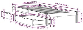 Cama sem colchão 100x200 cm madeira de pinho maciça branco