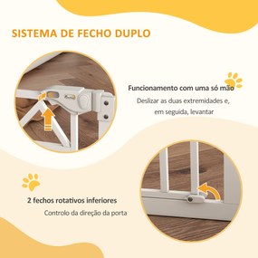 Barreira de Segurança Extensível para Animais de Estimação com Fecho Automático e Sistema de Duplo Bloqueio 74-100x76 cm Branco