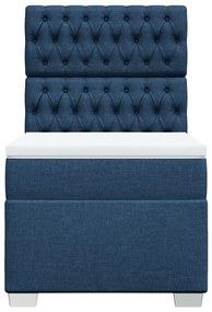 Cama com molas/colchão 90x190 cm tecido azul