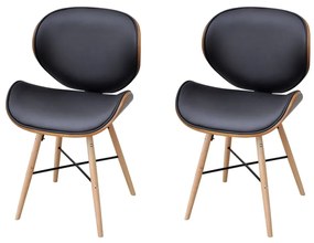 Cadeiras de jantar 2 pcs madeira curvada e couro artificial