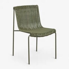 Cadeira De Jardim Em Rattan Sintético E Aço Revia Verde Azeitona Intenso - Sklum