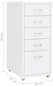 Arquivador móvel 28x41x69 cm metal branco
