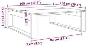 Mesa de centro 100x100x35 cm deriv. de madeira madeira velha