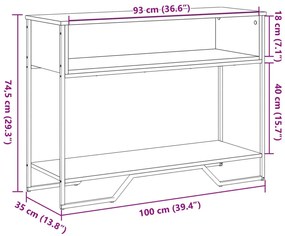 Mesa consola 100x35x74,5 cm derivados madeira carvalho castanho