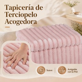 Banco para Toucador com Caixa de Arrumação, 42 x 33 x 55,5 cm, Tampa Rebatível, Rosa