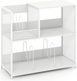 Suporte para gira-discos 83 x 36 x 76,5 cm de 3 níveis e para discos de vinil com capacidade para 300 álbuns com 3 divisórias Branco
