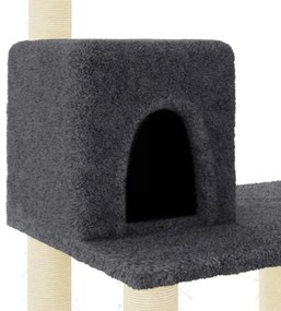 Árvore p/ gatos c/ postes arranhadores sisal 119cm cinza-escuro