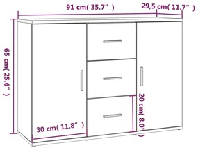Aparador 91x29,5x65 cm derivados de madeira branco