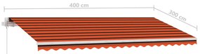 Toldo retrátil manual com LED 400x300 cm laranja e castanho