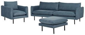 Conjunto de sofás 5 lugares com repousa-pés em tecido azul VINTERBRO Beliani