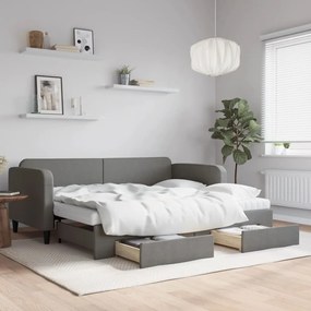 Sofá-cama c/ gavetão e gavetas 90x200 cm tecido cinzento-escuro