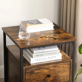 Mesa de cabeceira / mesa apoio 45 x 45 x 60 cm castanho vintage-preto