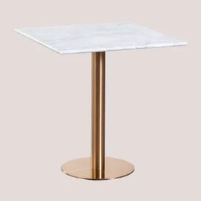 Mesa De Bar Quadrada Em Mármore Cosmopolitan Branco & ↔︎ 70 Cm & Oro Rosa - Sklum