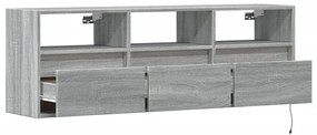 Móvel de parede p/ TV c/ luzes LED 130x31x45 cm cinzento sonoma