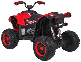 Moto 4 elétrica para crianças 12V 4x4 Fast Wheel, Controle remoto, Rodas Espuma EVA, assento couro ecológico Vermelha