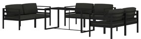7 pcs conjunto lounge jardim com almofadões alumínio antracite