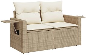5 pcs conjunto de sofás p/ jardim com almofadões vime PE bege