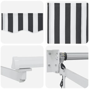 Toldo retrátil 4,5x3 m tecido e alumínio antracite e branco