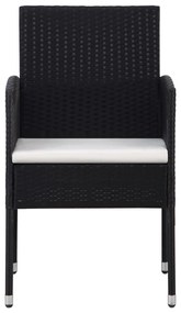 Cadeiras de jardim c/ almofadões branco nata 2pcs vime PE preto