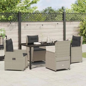 Conjunto de Jantar de Jardim 5 Peças Cinza Claro em Rattan Sintético