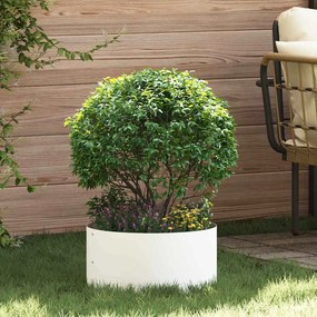 vidaXL Grande Vaso de Metal Branco Branco Metal Grande Plantadeiras