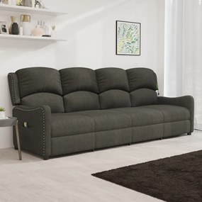 vidaXL Poltrona de massagens 4 lugares reclinável tecido cinza-escuro