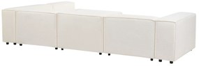 Sofá de canto modular 4 lugares em tecido bouclé branco à esquerda APRICA Beliani
