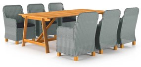 vidaXL 7 pcs conjunto de jantar para jardim cinzento-claro