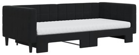 Sofá-cama com gavetão e colchões 90x190 cm veludo preto