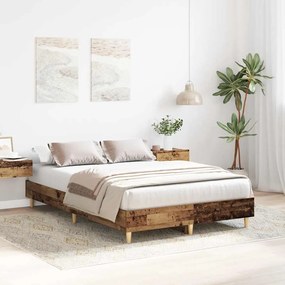 Estrutura de cama sem colchão 140x190 cm madeira velha