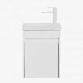 Conjunto De Móvel De Casa De Banho Suspenso Em Madeira Com Lavatório Integrado Narek Branco & Sem Espelho & Branco ↑20 Cm - Sklum