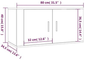 Móveis de TV de parede 3 pcs 80x34,5x40 cm branco