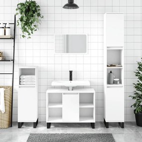 vidaXL 3 pcs conjunto móveis casa de banho derivados de madeira branco