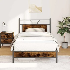 Estrutura de cama sem colchão 107x203 cm carvalho fumado