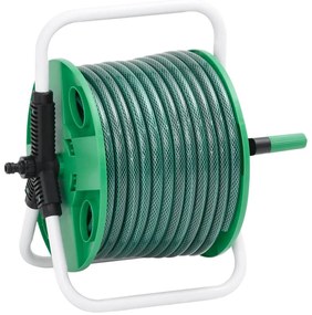 vidaXL Enrolador independente com mangueira de 30 m PVC verde