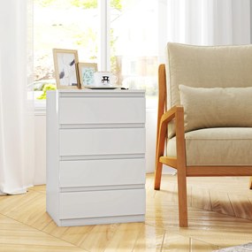 Cómoda com 4 Gavetas com Fecho Suave para Quarto Escritório Estilo Moderno 45x40x68 cm Branco