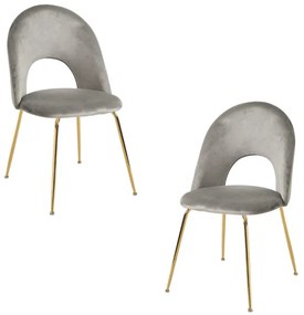 Pack 2 Cadeiras Dawa Gold Veludo - Cinza claro