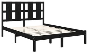 Estrutura de cama 140x190 cm madeira de pinho maciça preto